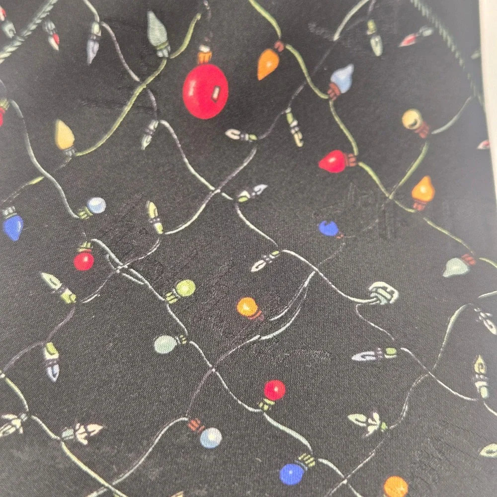Vintage 1995 Nicole Miller Christmas Lights Tie Black Holiday Novelty  (A1)
